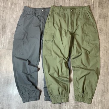 試衣間緣單剪標春夏男士純色寬松全棉百搭型束腳工裝多袋休閑褲男