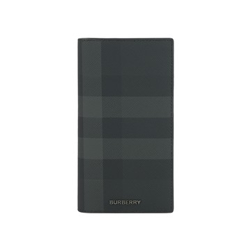 BURBERRY Vintage 格紋對開多卡長夾(炭灰色) 80646031