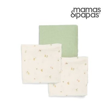 Mamas & Papas Muslin紗布巾3入-綠野青梨