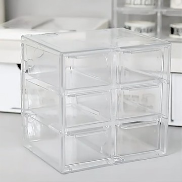 美的像專櫃 桌面六宮格收納盒  透明  3層