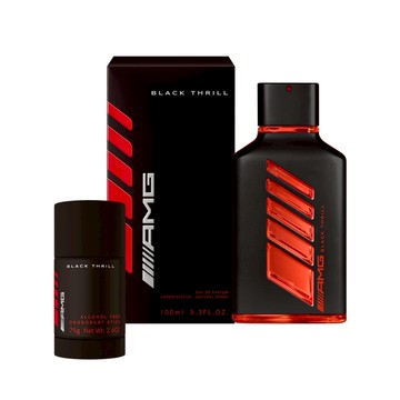 【Mercedes-Benz 賓士】AMG極速黑淡香精100ml(贈隨機體香膏75g.附紙袋)