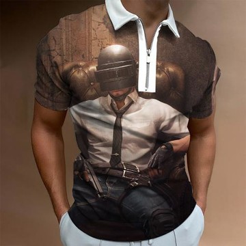 Casual short sleeved lapel printed shirt休閑短袖翻領印花襯衫