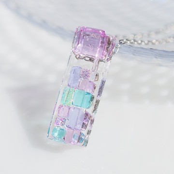 極光玻璃【極光【迷你】【櫻桃粉紅】）鏈條項鍊【可換香薰挂件】【棉繩，銀925可選】【定做】