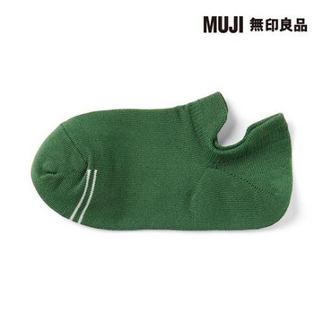 女棉混腳跟防磨淺口直角襪 綠色【MUJI 無印良品】