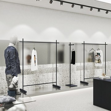 服裝展示架 服裝架 衣帽架 客製化黑色服裝店展示架陳列落地式掛衣架中島貨架男女裝店專用不鏽鋼架『cyd22526』