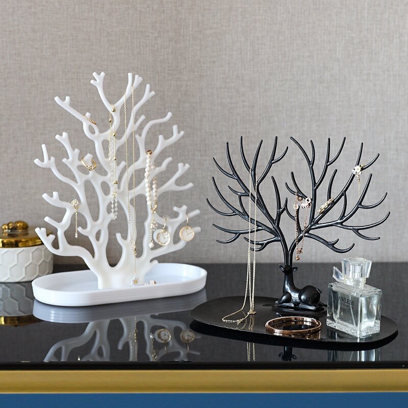 梳妝臺首飾架創意擺件簡約玄關家用項鏈耳環飾品展示架鑰匙收納盤