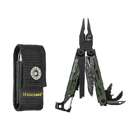 LEATHERMAN, Signal Camping Multitool with Fire Starter, Hammer and Emergency Whistle, Made in the USA, Topographical Print並行輸入