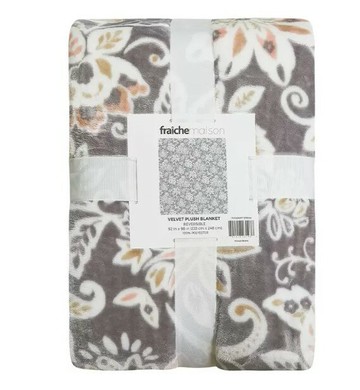 Fraiche Maison 柔暖印花毯 233公分 X 248公分 灰色花紋