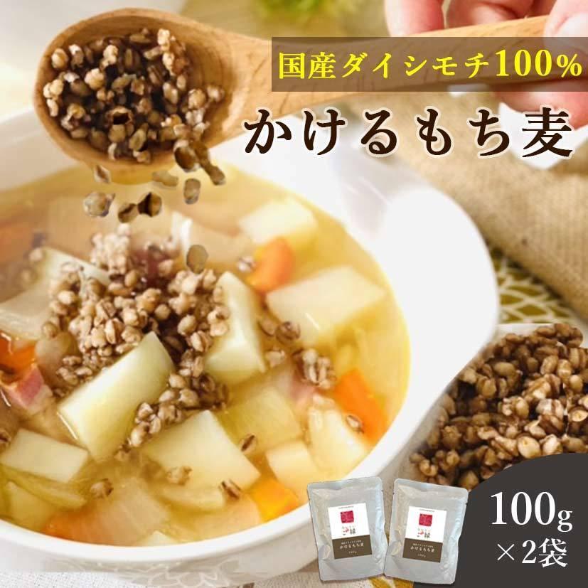 もち麦 国産 ゆでもち麦 100g 2袋セット 送料無料 (国産 希少ダイシモチ100%) 食物繊維 無添加 もちむぎ ダイシモチ 加熱済