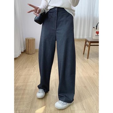 后半松緊腰萊賽爾羊毛寬松顯瘦垂感休閑闊腿褲女秋季彎刀西裝褲