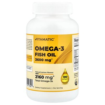 Vitamatic, Omega-3 魚油，天然檸檬味，180 粒軟膠囊