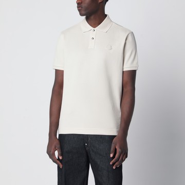 Milk-white cotton piqué polo shirt with logo