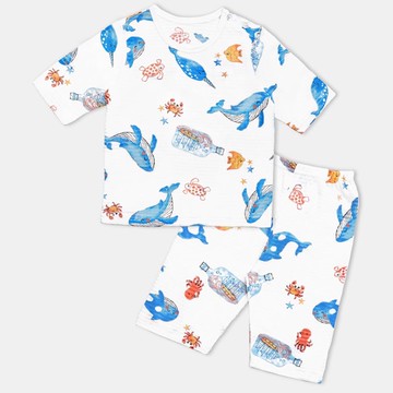 韓國 Mellisse - 韓製輕薄透氣7分袖家居服(無螢光棉)-海洋世界