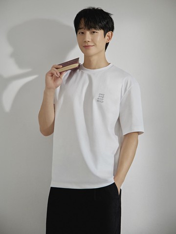 [COLLINS] Supima Cotton Lettering Back Point Semi-Oversized T-shirt (3colors)