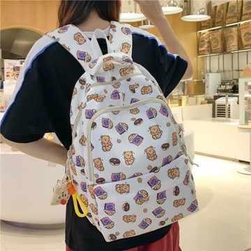 書包女初中生韓版小學生可愛卡通印花大容量背包高中大學生雙肩包