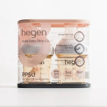 Hegen 金色奇蹟PPSU多功能方圓型寬口奶瓶 150ml/240ml/330ml(雙瓶組)