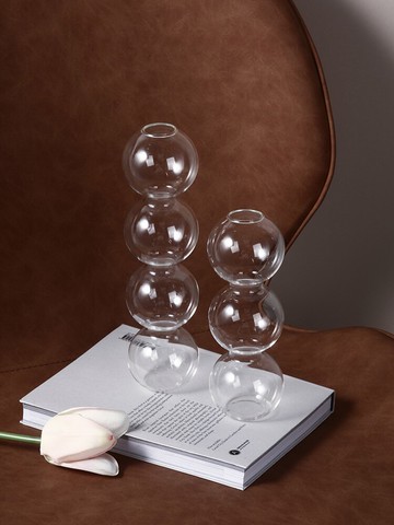 貝漢美北歐創意簡約小花瓶擺件玻璃透明客廳插花餐桌家居裝飾品