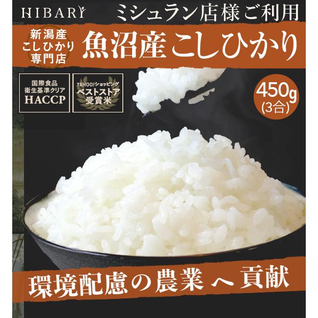  米 白米 450g お試し 令和5年産 魚沼産コシヒカリ HIBARI 白米 3合 ミシュラン店様御用達米 HIBARI