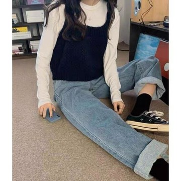 韓國東大門2026春季新款疊穿通勤甜美后背系帶針織馬甲背心女毛衣