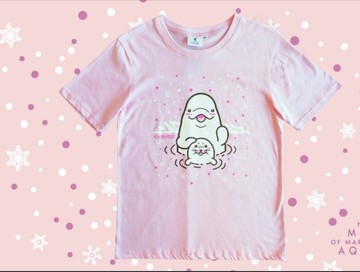 白鯨海豹粉紅短袖上衣