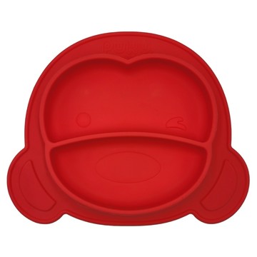 PUKU 藍色企鵝 矽膠魔吸餐盤 100%食品級矽膠材質 適用六個月以上寶寶  寶石紅  1個