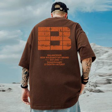 重磅潮牌寬松T恤胖子短袖男加肥加大五分袖純棉字母大碼男裝夏季