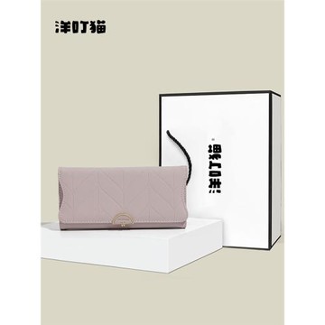 洋叮貓簡約多卡位長款錢包女式2025新款秋冬大容量卡包證件收納包