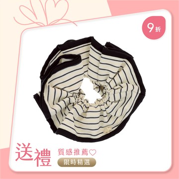 L. ERICKSON 滾邊條紋造型大腸圈〈奶油白 / 黑〉