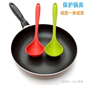 硅膠大湯勺 一體成型長柄耐高溫粥湯大勺餐具不粘鍋專用大勺