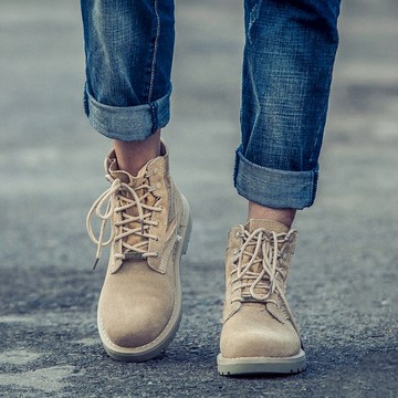 馬丁靴男戰狼中幫秋季工裝靴子45冬季保暖加絨46高幫47碼大碼復古