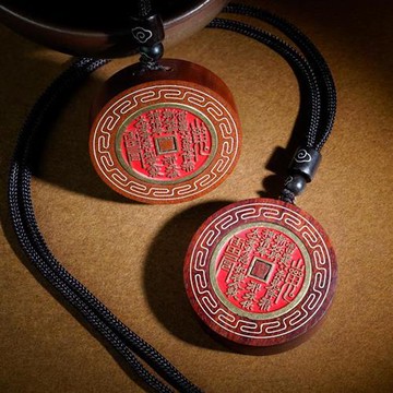 【米蘭精品】道家掛件項鍊吊墜-鑲銀回紋山鬼花錢男女飾品2款74if10