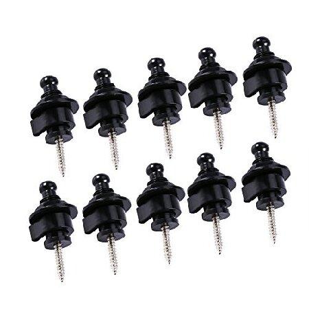 10Pcs Round Head Strap Locks and buttons Guitar Bass Schaller-Style Security Straplocks (Black)