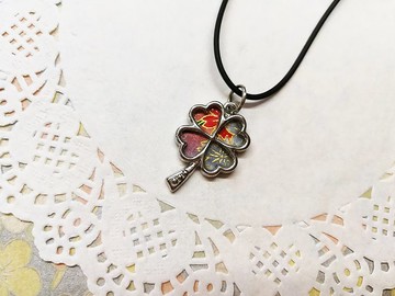 幸運草項鍊頸鍊 日本友禪紙 和紙(獨一商品)GY06-005