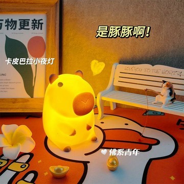 桃園出貨✨卡皮巴拉小夜燈電池款睡眠夜用臥室牀頭生日禮物伴睡閨蜜兒童房間