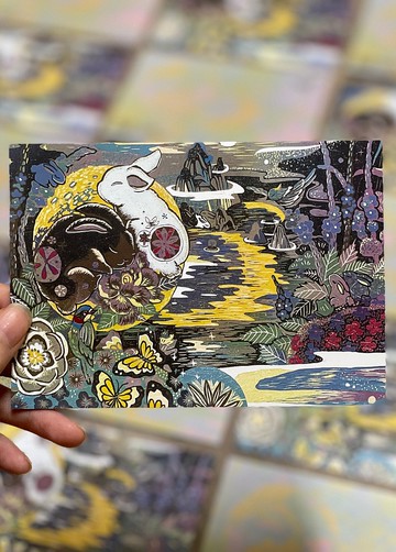 長歲納福 兔年版畫明信片