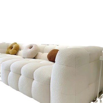 法式極簡奶油風棉花糖沙發北歐布藝小戶型設計師羊羔絨網紅款沙發[DD280308]