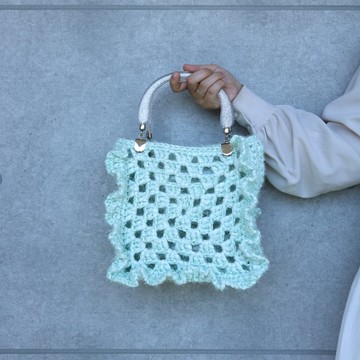淺綠色 - 方形 - 荷葉邊 - 日本製 - 輕量包 -【YURIPOP】-FRILLED SQUARE