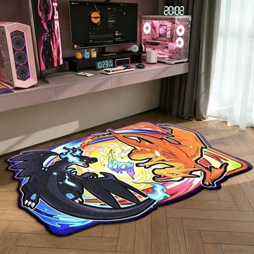 【地毯 地墊】高品質 台灣寄出寶可夢皮卡丘地毯便宜清倉噴火龍臥室電競房家用異形裝飾水洗地墊