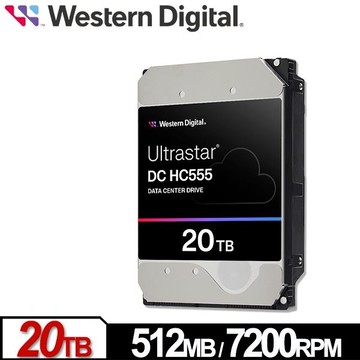 WD Ultrastar DC HC555 20TB 3.5吋 SATA 企業級硬碟 WUH722020CLE6L4(0B48724)