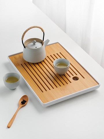 川島屋日式茶盤家用功夫茶具托盤小型茶海茶臺一人用放茶杯瀝水盤