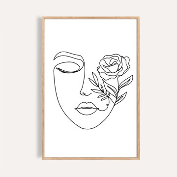 花語之臉 Face in Bloom / 線條藝術人物掛畫 畫芯 海報