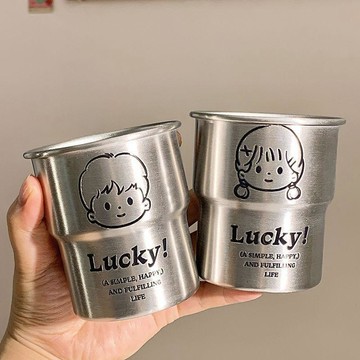 【可開收據】不鏽鋼漱口杯 不鏽鋼幸運男孩兒童可愛女孩卡通情侶牙刷簡約加厚 HJKY