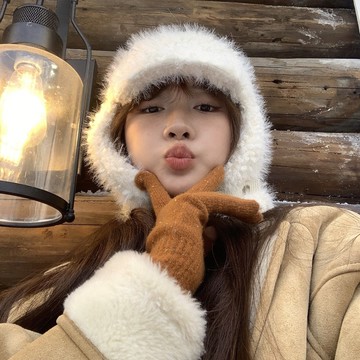 【梨花HaNA】雪國探險．泰迪羊羔毛雷鋒帽/飛行帽