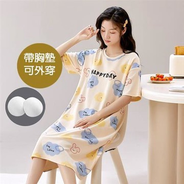 【韓國K.W.】韓國空運繽紛休閒莫代爾洋裝(居家服/家居服/睡衣/睡裙/涼感睡衣)X24215