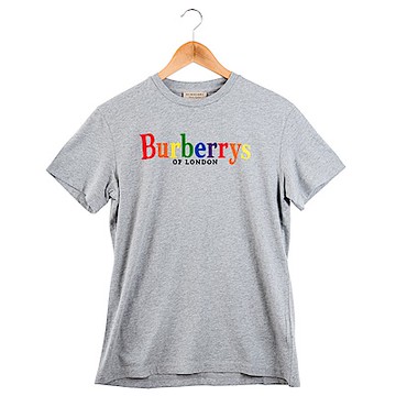 BURBERRY 新款彩虹英文字LOGO棉質T恤 (灰色)