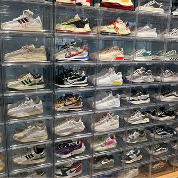 aj鞋盒收納盒球鞋防氧化鞋柜透明鞋子收納塑料收藏鞋墻透明鞋盒