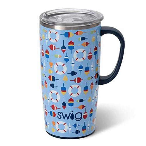 Swig Life 22oz Tall Travel Mug with Handle and Lid, Cup Holder Friendly, Di