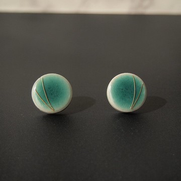 Mino ware（綠）耳針/耳夾