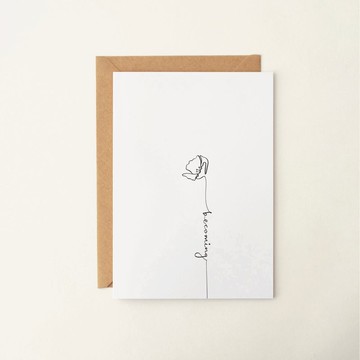 極簡線條花卉文字卡片 手繪萬用卡 生日卡片 感謝卡 手作卡 祝福