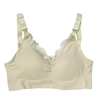 哺乳內衣 無鋼圈蕾絲邊上開扣餵奶胸罩 蕾絲內衣-321寶貝屋